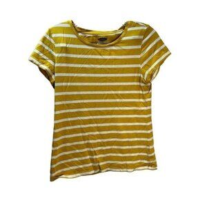 Old Navy‎ Yellow White Striped T Shirt Short Sleeve Medium